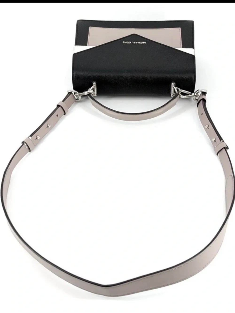 MICHAEL KORS Black, White & Taupe Structured Top-Handle Satchel-Looks brand new!